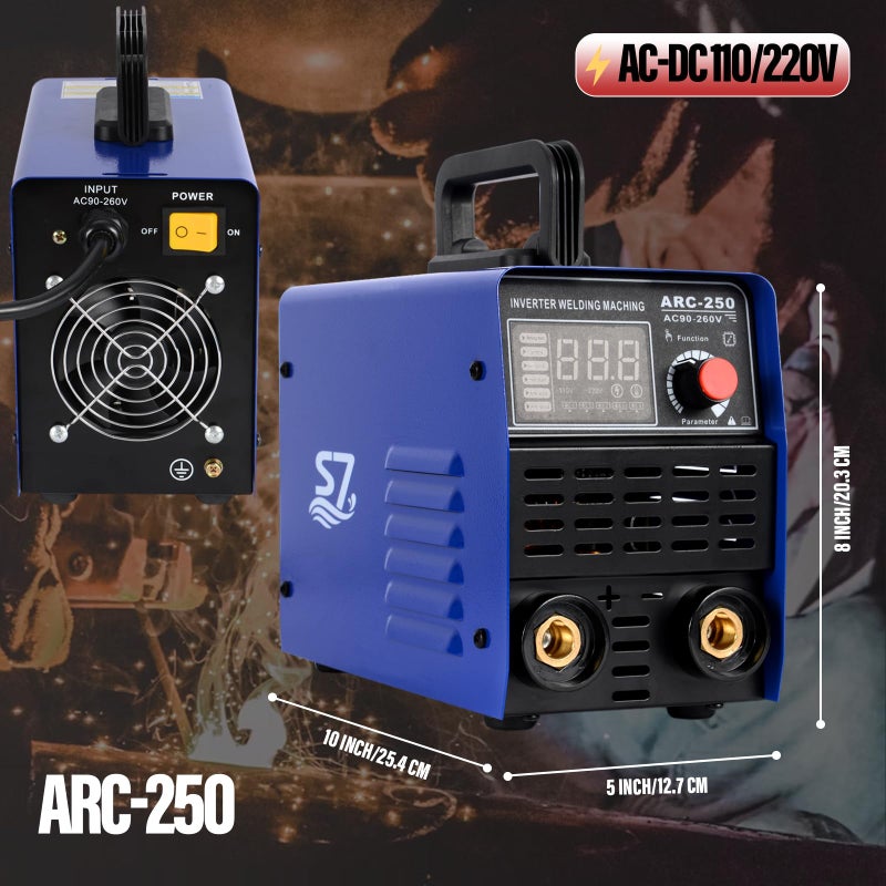 S7 250A 110/220V Stick Welder,ARC/Lift TIG Welding Machine with Synergic Control,IGBT Inverter,Hot Start,Arc Force and Anti-Stick - Image 5